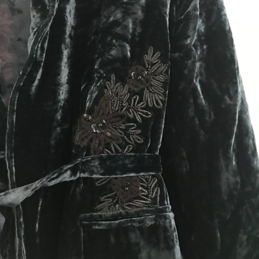 Sana | Blue Embroidered Velvet Jacket - Picture 3 of 8